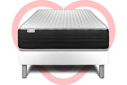 Ensemble Matelas Sommier 90x190 cm - Sommier Blanc (en kit) - Vitalmemo One