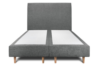 Lit 2x 80x200 cm - Sommier tapissier H35 cm + tête de lit tapissée - Tissu Toile natté Gris Anthracite