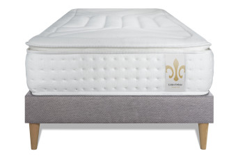 Ensemble Matelas Sommier 90x190 cm - Sommier Gris (en kit) - Vingt-Quatre PLUS