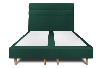 Lit 2x80x200 cm avec Tête de lit à lignes - Tissu Velours