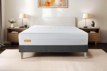Ensemble Matelas Sommier 140x200 cm - Sommier Gris (déjà monté) - Memo Bio