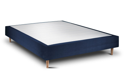 Lit 135x190 cm - Sommier tapissier H35 cm + tête de lit tapissée - Tissu Velours Bleu Océan