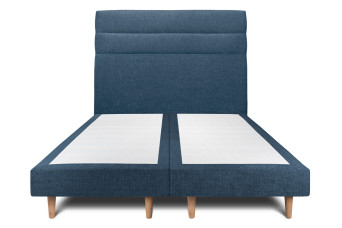 Lit 2x90x200 cm avec Tête de lit à lignes - Tissu Toile natté