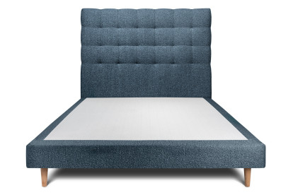 Lit 150x200 cm - Sommier tapissier H29 cm + tête de lit capitonnée - Tissu Bouclette Bleu