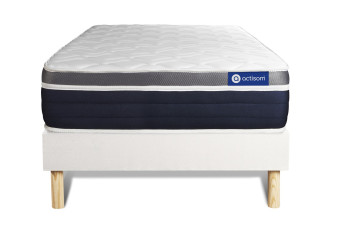 Ensemble Matelas Sommier 90x190 cm - Sommier Blanc (en kit) - Actimemo Confort
