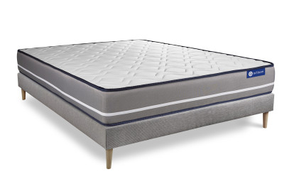 Ensemble Matelas Sommier 200x200 cm - Sommier Gris (en kit) - Actimemo Pur