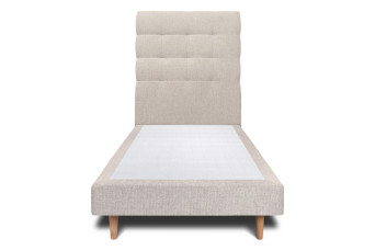 Lit 90x190 cm avec Tête de lit capitonnée - Tissu Toile natté