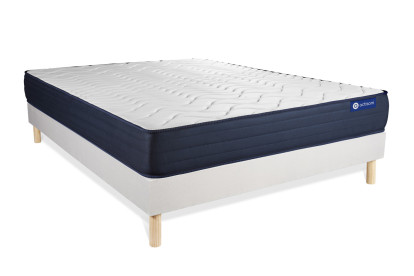 Ensemble Matelas Sommier 120x190 cm - Sommier Blanc (en kit) - Actimemo Life