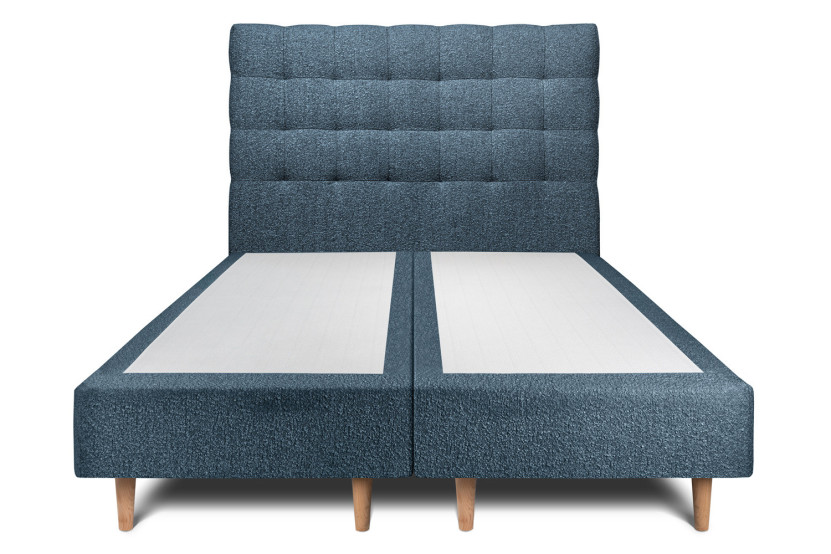 Lit 2x80x200 cm avec Tête de lit capitonnée - Tissu Bouclette