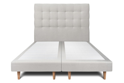Lit 2x 90x200 cm - Sommier tapissier H29 cm + tête de lit capitonnée - Tissu Velours Gris Clair