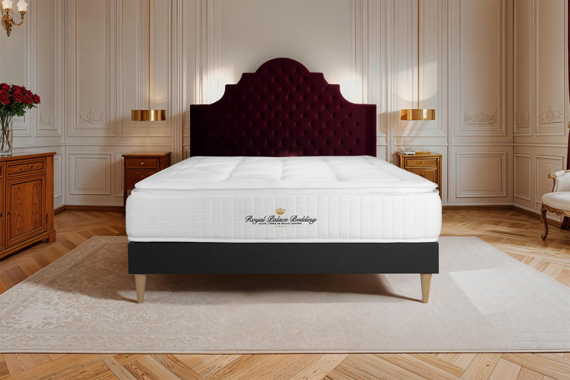 Ensemble Matelas Sommier 160x200 cm - Sommier Noir (en kit) - George V