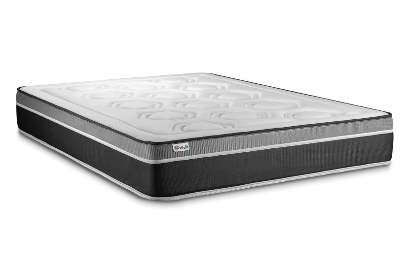Ensemble Matelas Sommier 140x190 cm - Sommier Gris (en kit) - Vital Care