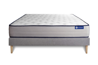 Ensemble Matelas Sommier 200x200 cm - Sommier Gris (en kit) - Actimemo Form