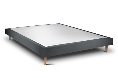 Lit 140x200 cm - Sommier tapissier H29 cm + tête de lit capitonnée - Tissu Velours Gris Anthracite
