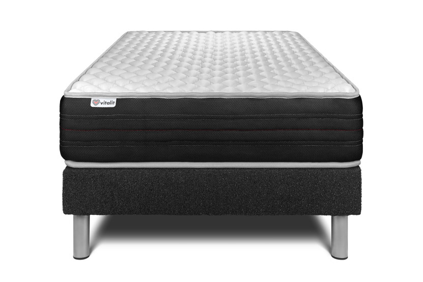 Ensemble Matelas Sommier 90x200 cm - Sommier Noir (en kit) - Vitalmemo One