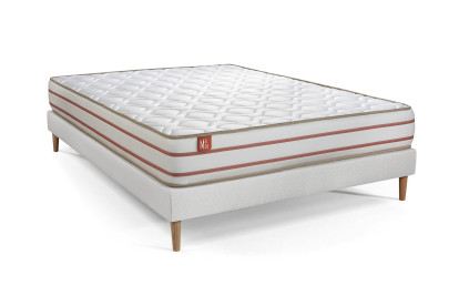 Ensemble Matelas Sommier 140x190 cm - Sommier Blanc (déjà monté) - Le Doux