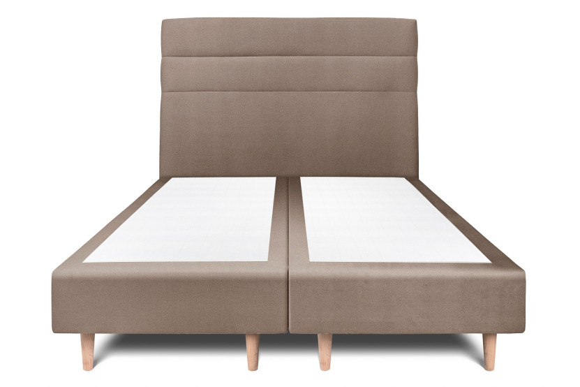 Lit 2x90x200 cm avec Tête de lit à lignes - Tissu Velours