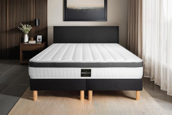 Ensemble Matelas Sommier 160x200 cm - 2 Sommiers Noirs (déjà monté) - Supérieur