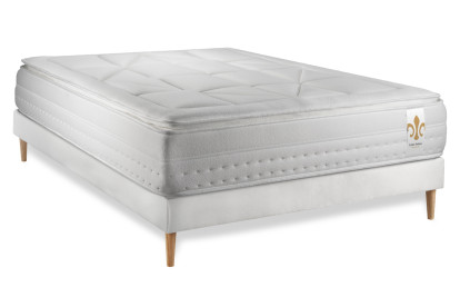 Ensemble Matelas Sommier 200x200 cm - Sommier Blanc (en kit) - Vingt-Huit PLUS