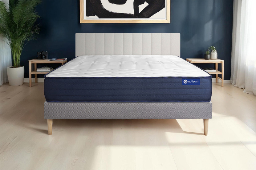 Ensemble Matelas Sommier 80x200 cm - Sommier Gris (en kit) - Actilatex Life