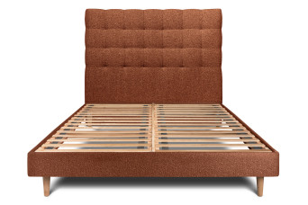 Lit 150x190 cm avec Tête de lit capitonnée - Tissu Bouclette
