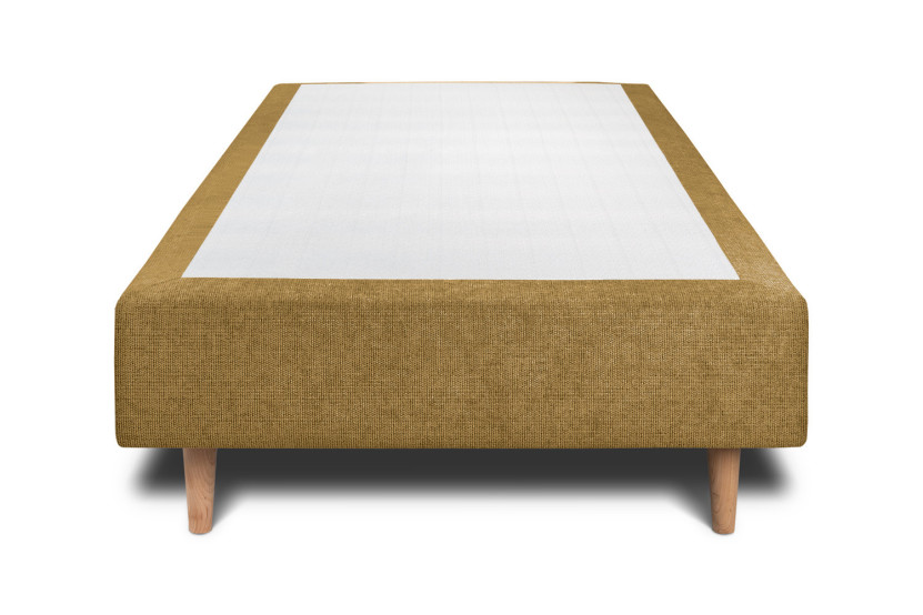 Lit 90x190 cm avec Tête de lit capitonnée - Tissu Toile natté