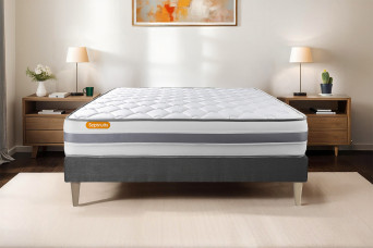 Ensemble Matelas Sommier 140x190 cm - Sommier Gris (en kit) - Memo Spring