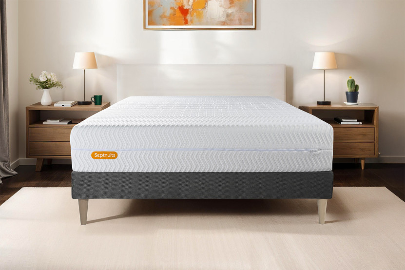 Ensemble Matelas Sommier 160x200 cm - Sommier Gris (en kit) - Memo Bio