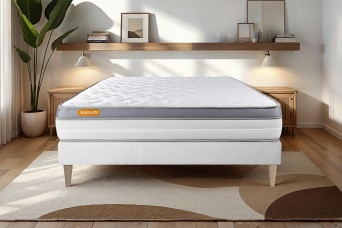 Ensemble Matelas Sommier 140x200 cm - Sommier Blanc (en kit) - Memo Zen