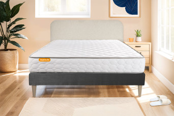 Ensemble Matelas Sommier 160x200 cm - Sommier Gris (en kit) - Memo