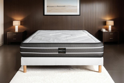 Ensemble Matelas Sommier 120x190 cm - Sommier Blanc (déjà monté) - Exclusive