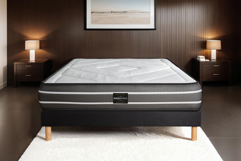 Ensemble Matelas Sommier 120x200 cm - Sommier Noir (en kit) - Exclusive