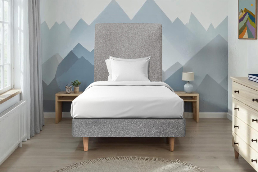 Sommier Tapissier 90x190 cm (déjà monté) - Bouclette - Gris