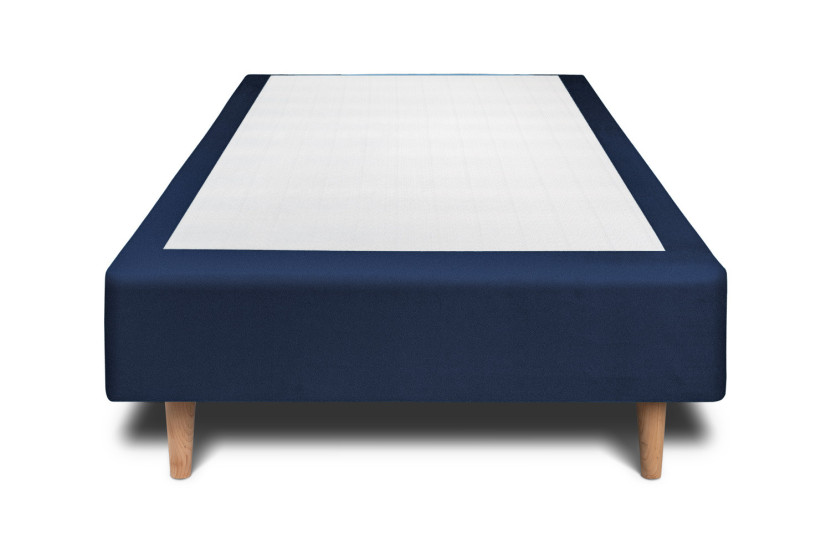 Sommier Tapissier 100x200 cm (déjà monté) - Velours - Bleu Ocean