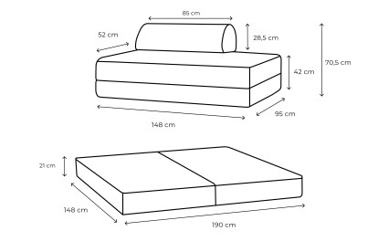Canapé 2 places convertible et modulable - Tissu extérieur Beige clair