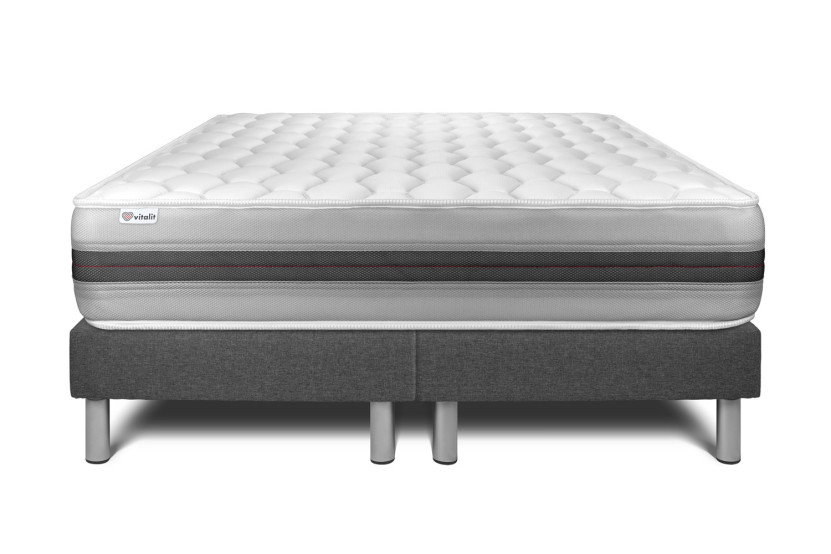 Ensemble Matelas Sommier 160x200 cm - 2 Sommiers Gris - Vitalspring Recover