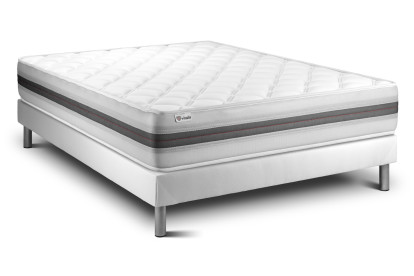 Ensemble Matelas Sommier 140x200 cm - Sommier Blanc (en kit) - Vitalmemo Back