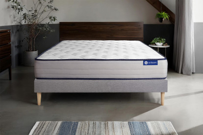 Ensemble Matelas Sommier 150x200 cm - Sommier Gris (en kit) - Actimemo Form