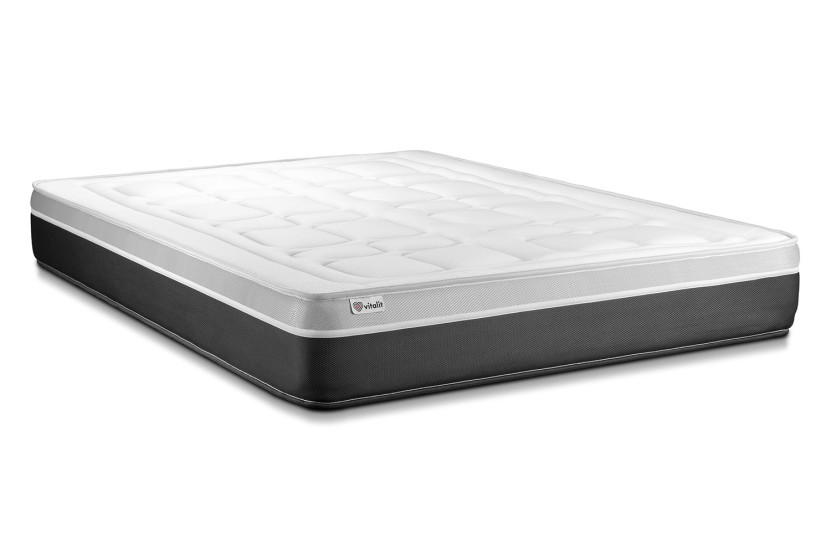 Ensemble Matelas Sommier 160x220 cm - Sommier Gris (en kit) - Vital Soft