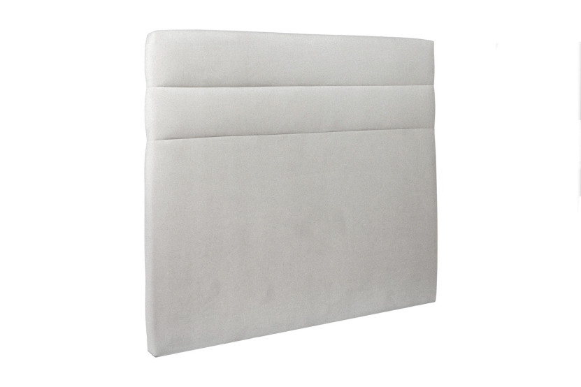 Lit 135x190 cm avec Tête de lit à lignes - Tissu Velours Gris Clair