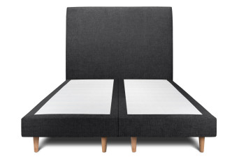 Lit 2x100x200 cm avec Tête de lit tapissée - Tissu Toile natté Noir Lit 2x100x200 cm avec Tête de lit tapissée - Tissu Toile natté Noir