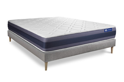 Ensemble Matelas Sommier 120x210 cm - Sommier Gris (en kit) - Actimemo Morpho