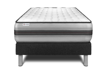 Ensemble Matelas Sommier 90x190 cm - Sommier Noir (déjà monté) - Vitalpower Recover
