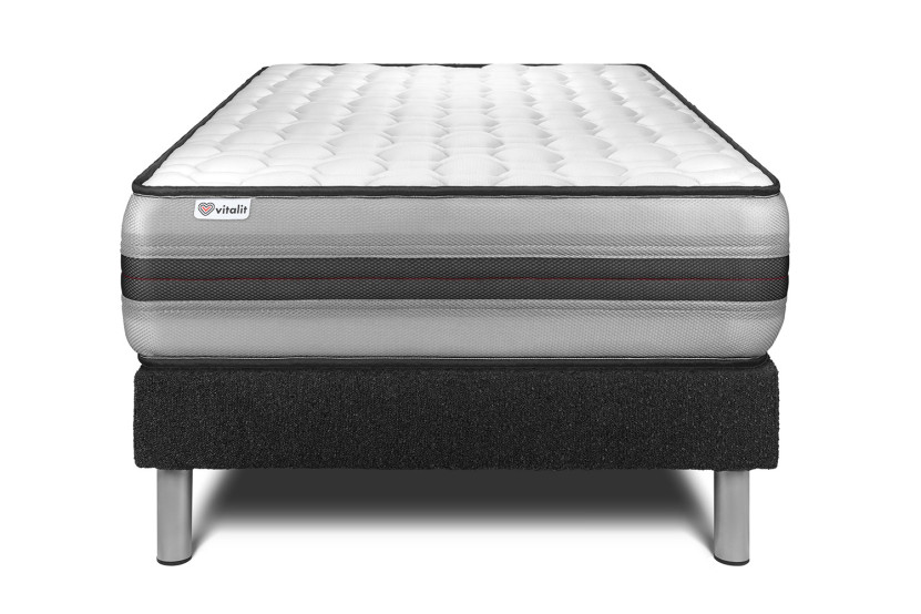 Ensemble Matelas Sommier 90x190 cm - Sommier Noir (déjà monté) - Vitalpower Recover