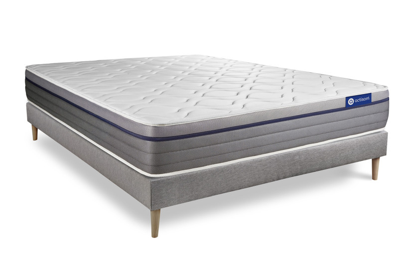 Ensemble Matelas Sommier 180x220 cm - Sommier Gris (en kit) - Actilatex Zen