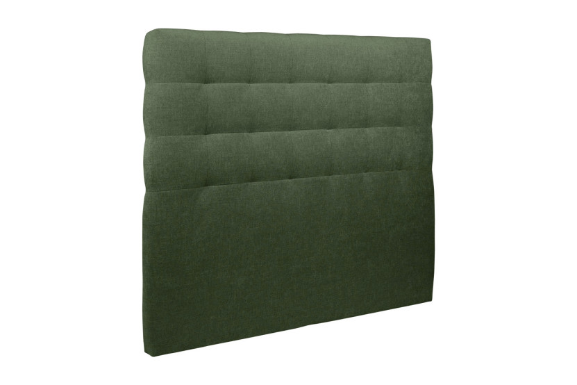 Lit 150x190 cm avec Tête de lit capitonnée - Tissu Toile natté Vert Kaki