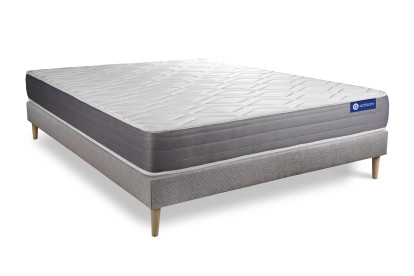 Ensemble Matelas Sommier 120x210 cm - Sommier Gris (en kit) - Actiflex Dream