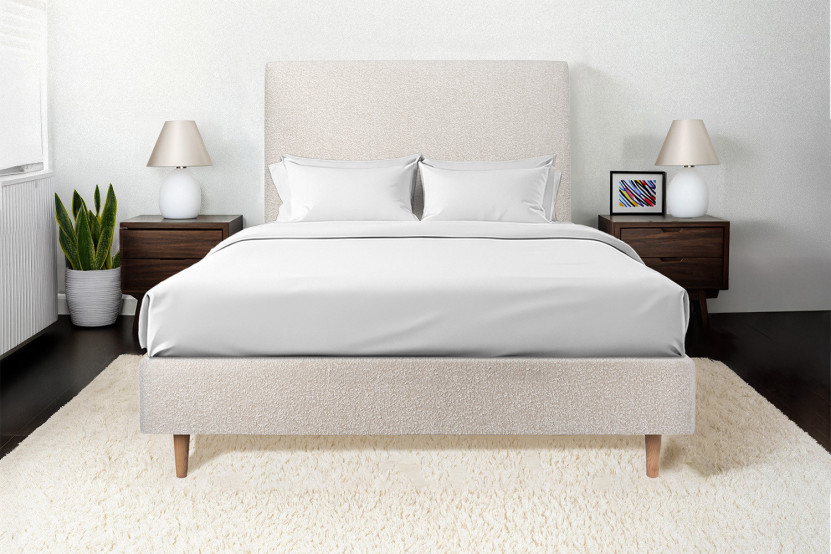 Tête de lit 180 cm Tapissée - Tissu Bouclette Beige Clair
