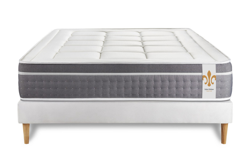 Ensemble Matelas Sommier 140x200 cm - Sommier Blanc (déjà monté) - Trente