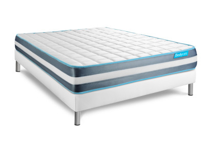 Ensemble Matelas Sommier 160x200 cm - Sommier Blanc (déjà monté) - Bodyform